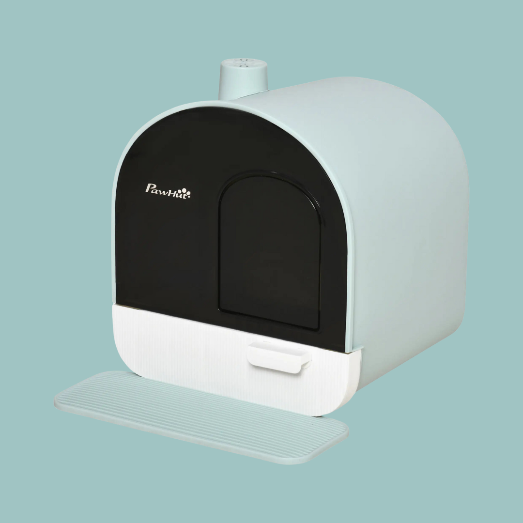 Paw Hut - Cat Litter Box With Lid, Indoor Cat With Tray, Spoon, Strainer