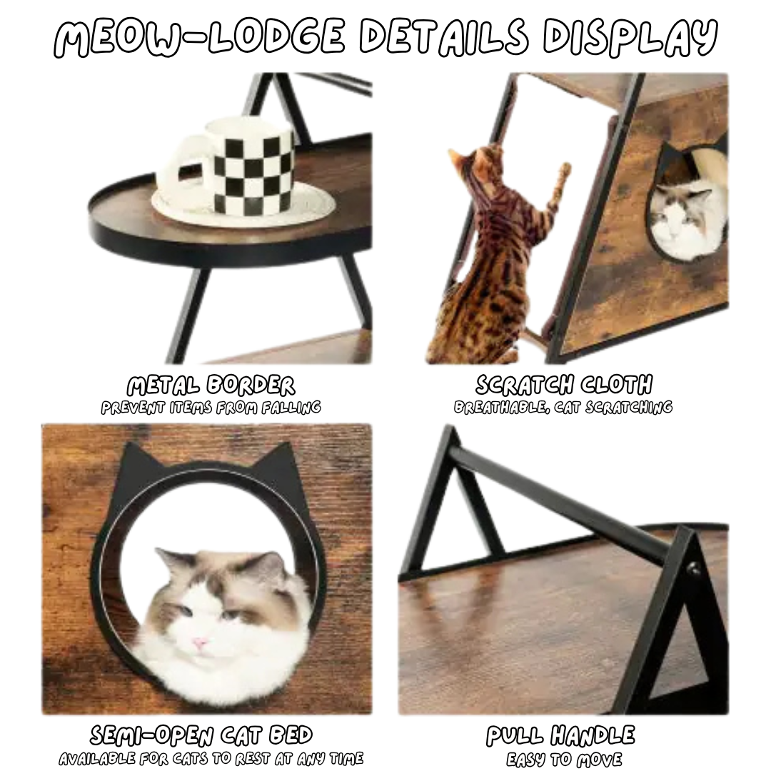 Meow-Lodge - Wood Cat Condo Black Vintage Pet Furniture